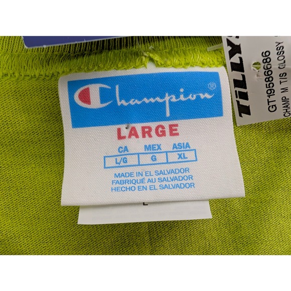 Champion Heritage Men's Heavyweight T-Shirt Size L Lime Green Cotton Casual NWT - Picture 2 of 9